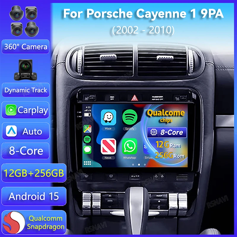 Radio 2DIN Android 15 con CarPlay para Porsche Cayenne 9PA