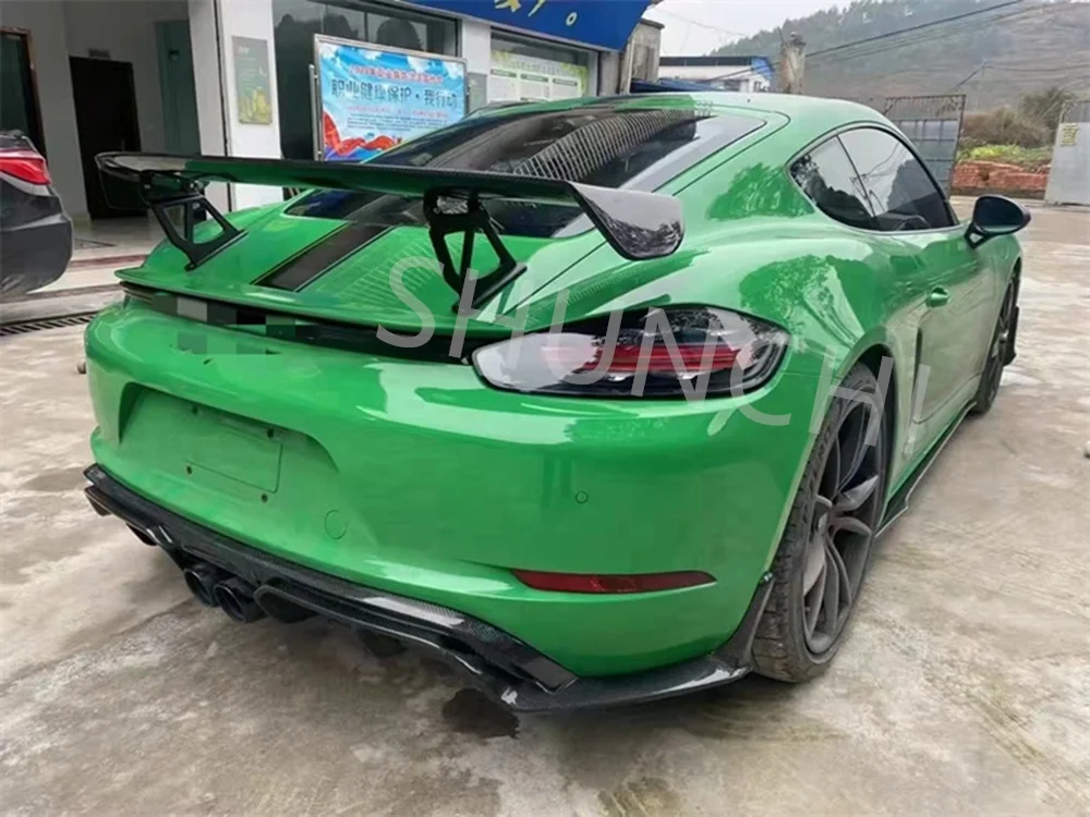 Alerón de maletero trasero para Porsche Boxster Cayman 718 981 987, nuevo alerón trasero GT4, ala de labio grande de fibra de carbono/FRP negro - imagen 5