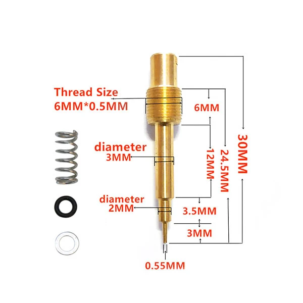 Tornillo de ajuste mezcla ZS Racing Keihin carburador GY6 CVK PD - imagen 3