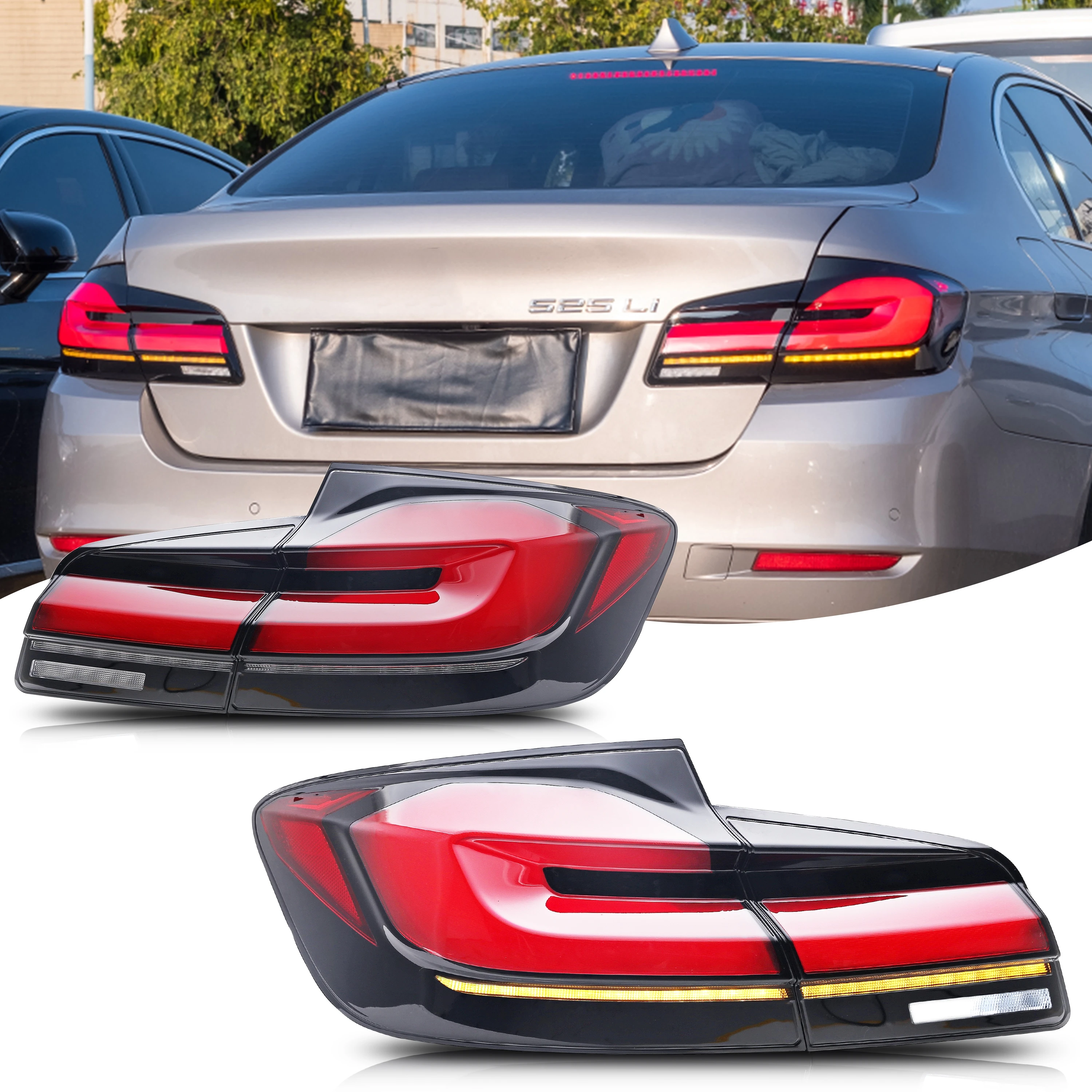 Luces traseras LED para BMW Serie 5 2011-2016 F10 M5 Conjunto de lámparas traseras de señal de giro secuencial de animación dinámica [No apto para G30]