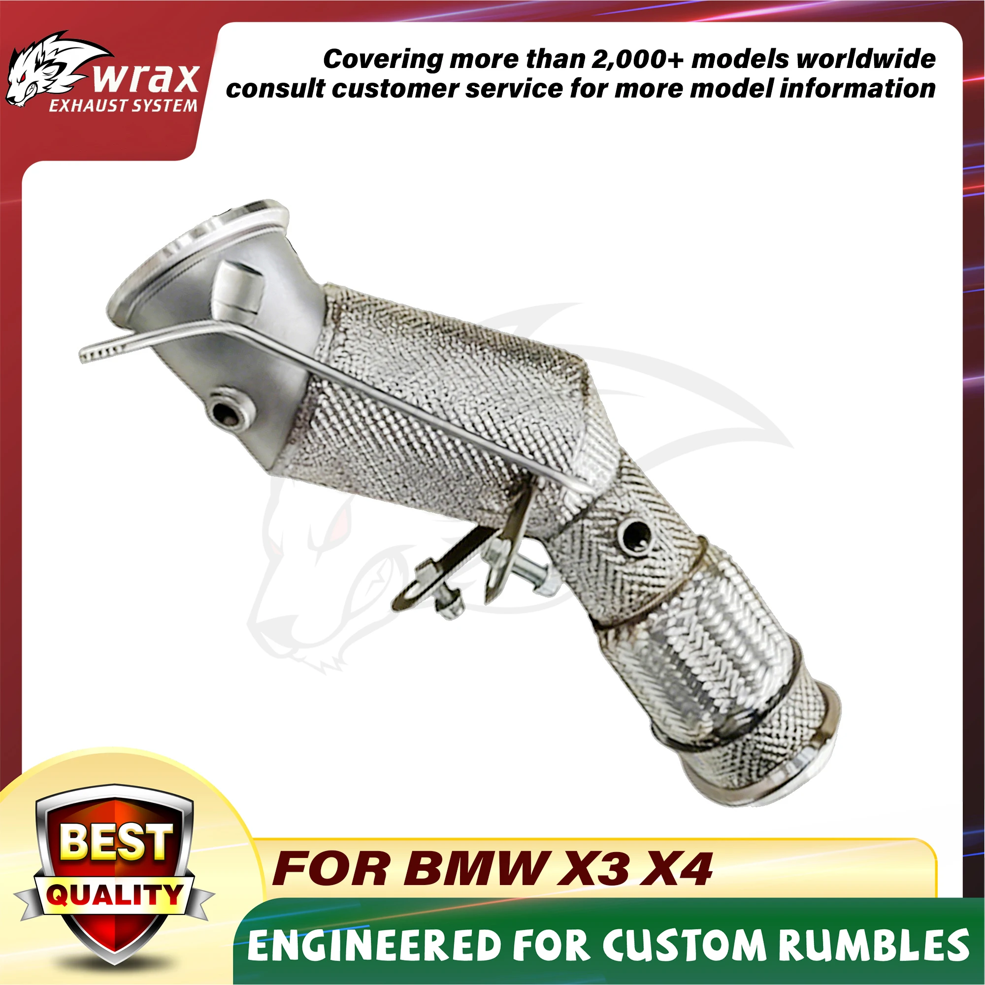 WRAX Bajante de alto rendimiento con protector térmico para instalación de bajantes de tubo de escape de acero inoxidable BMW X3 X4