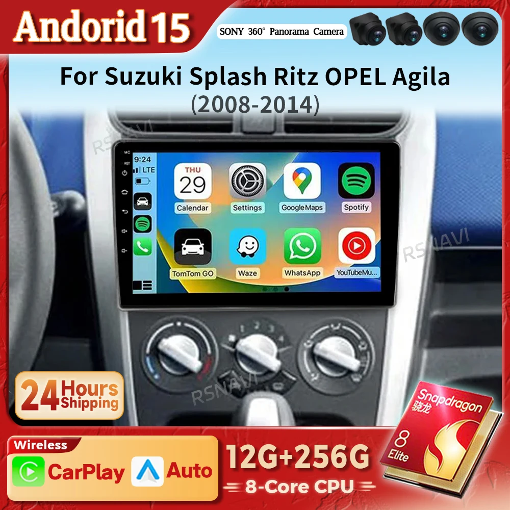Radio Multimedia Android 2K CarPlay – SUZUKI Splash Ritz, Opel Agila 2008-2014