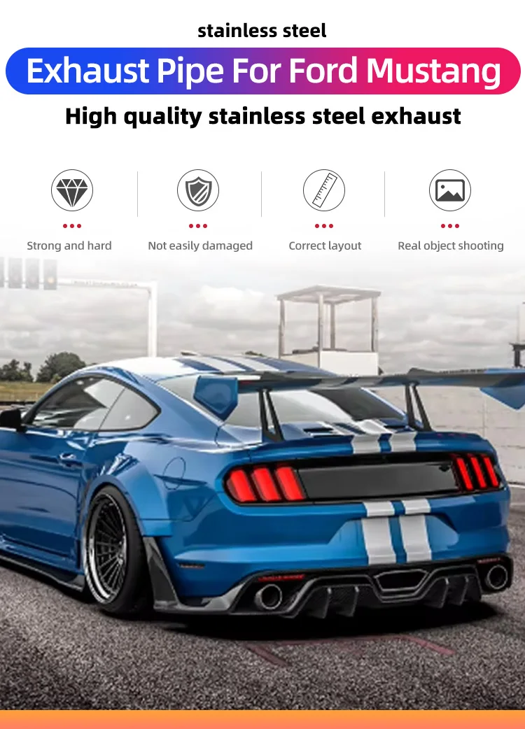 Tubo de escape Ford Mustang vista frontal