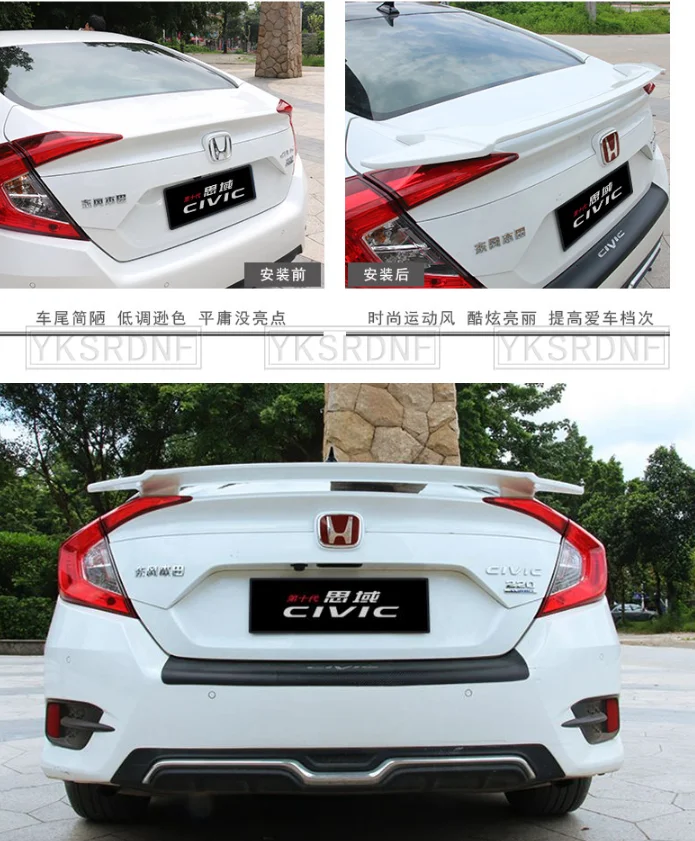 Alerón trasero tipo ala ABS para Honda Civic 2016-2018 - imagen 2