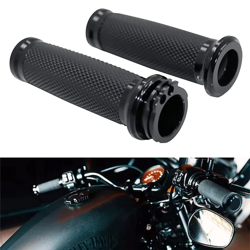 Puños universales de moto 25 mm negros para Harley Sportster y Suzuki - imagen 2
