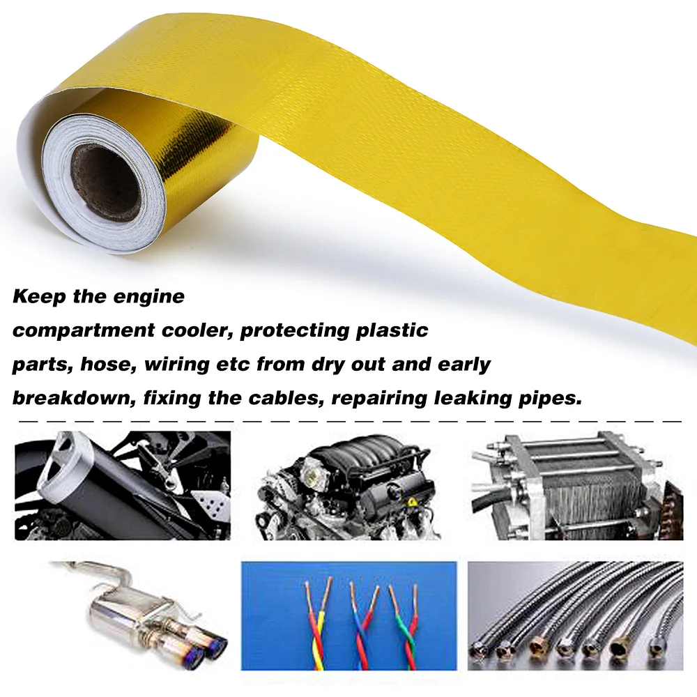 Cinta térmica dorada para escape – barrera calor autoadhesiva 2" - imagen 5