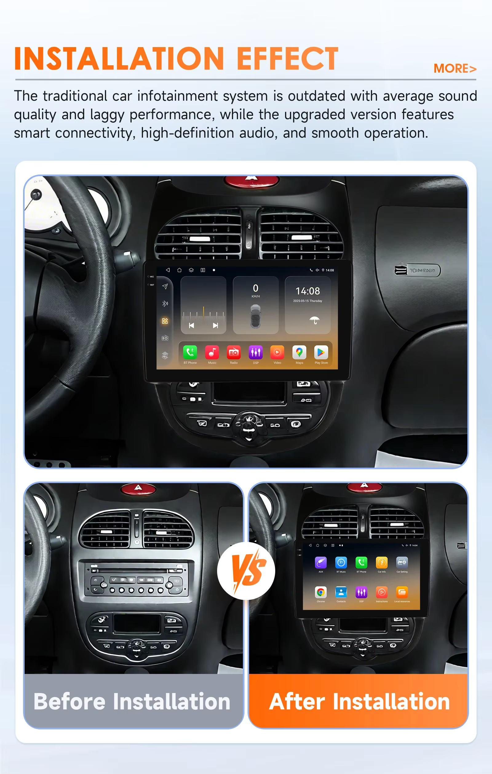 Hizpo Autoradio 2Din 9" Android con CarPlay para Peugeot 206/206CC - imagen 2