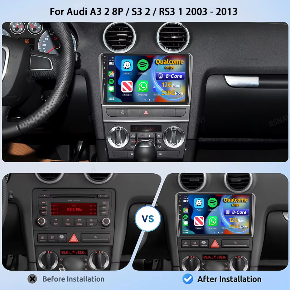 Radio Android 15 con CarPlay y GPS para Audi A3 8P - imagen 2