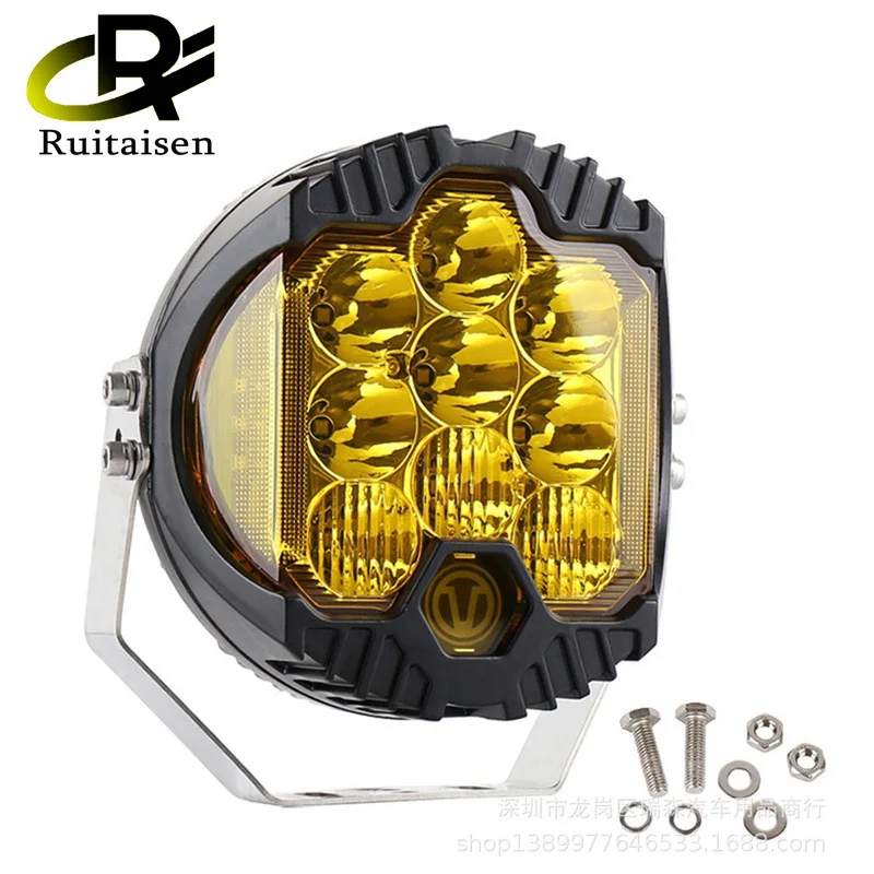 Luz de trabajo LED tres caras 7 pulgadas - faro todoterreno amarillo
