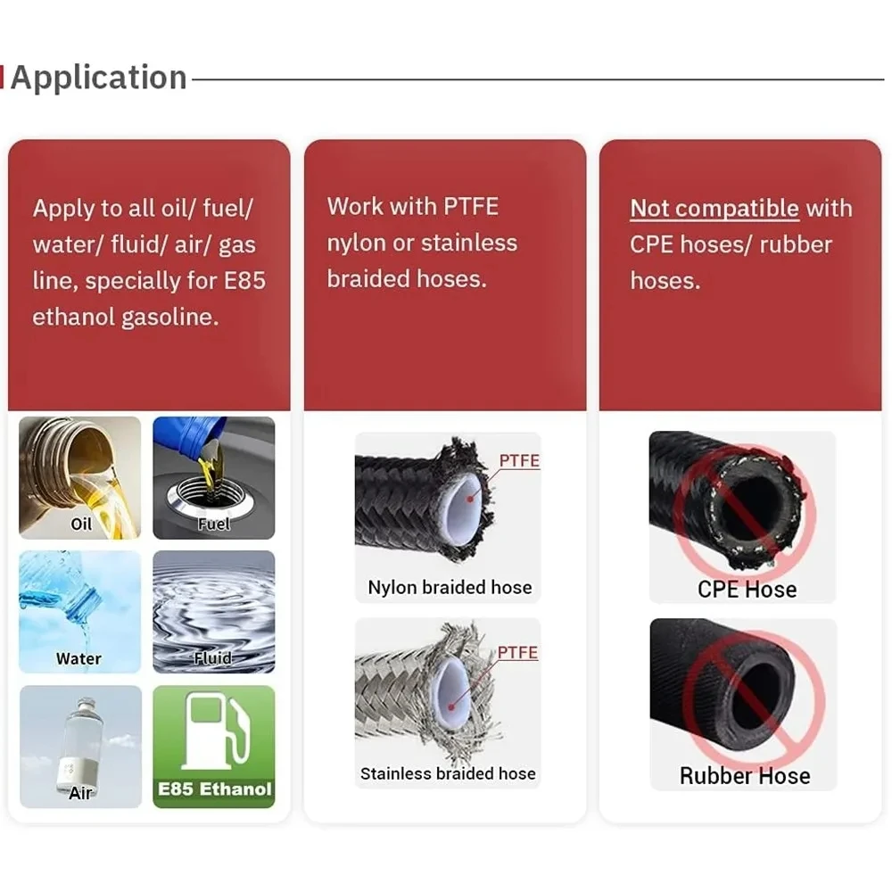 Conector manguera aceite giratorio PTFE hembra AN para combustible - imagen 4