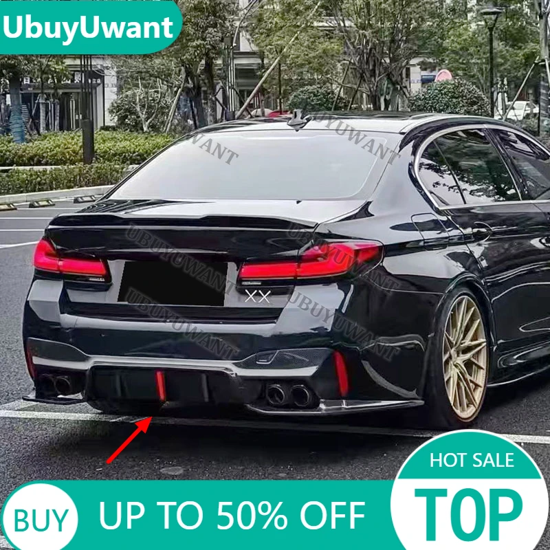 Para BMW 5 Series M5 F90 G30 G38 3D con luces estilo labio trasero de carbono difusor de parachoques trasero divisor trasero alerón