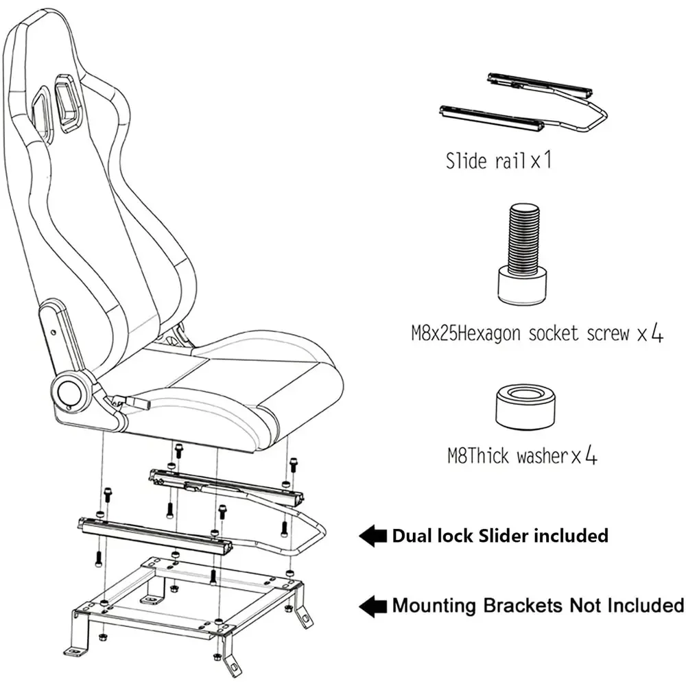 Asiento de carreras ajustable universal para simulador, PVC negro-rojo - imagen 4