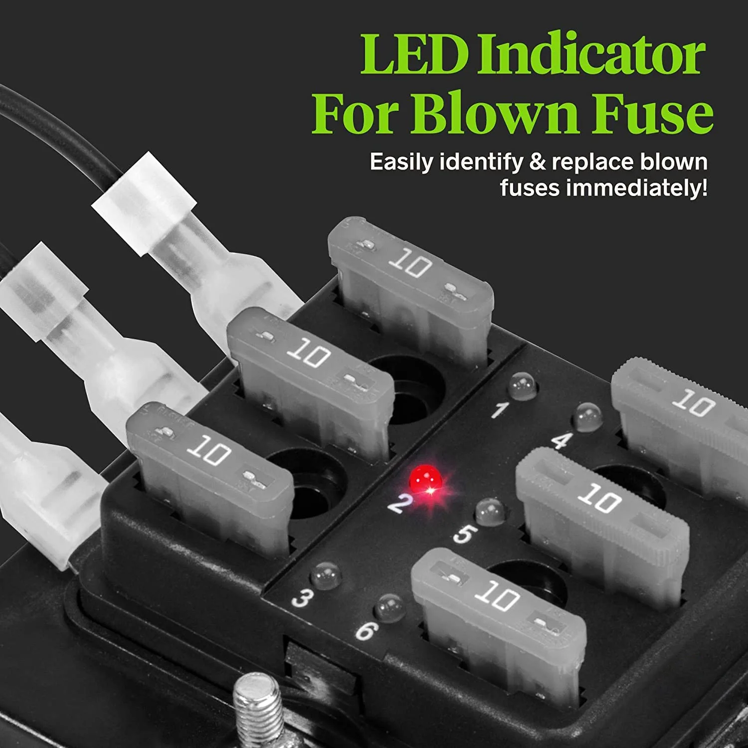 Caja fusibles 6 vías ATC ATO con indicador LED para automoción - imagen 3
