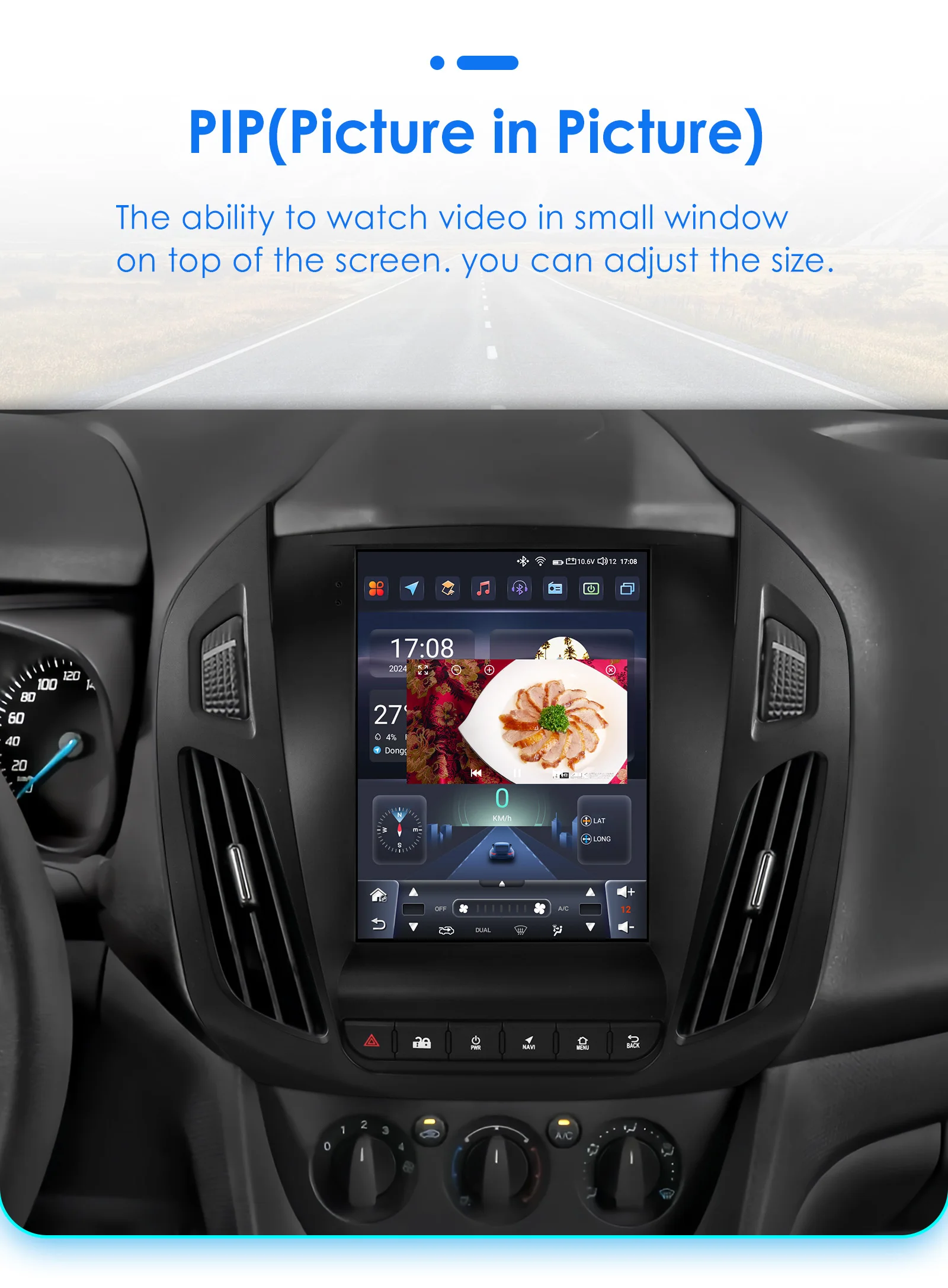 Hizpo-Radio con GPS para coche, reproductor Multimedia con Android 14, 9,7 pulgadas, Carplay, Navi, para FORD Transit, Tourneo, Connect, 2013-2018, estilo Tesla - imagen 5