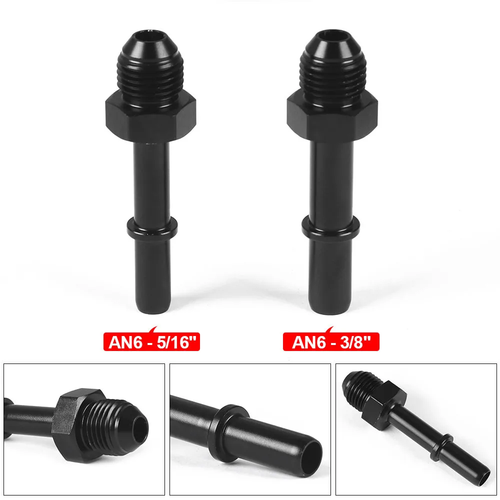 Racor AN6 macho aluminio para línea de combustible EFI 5/16" - 3/8"