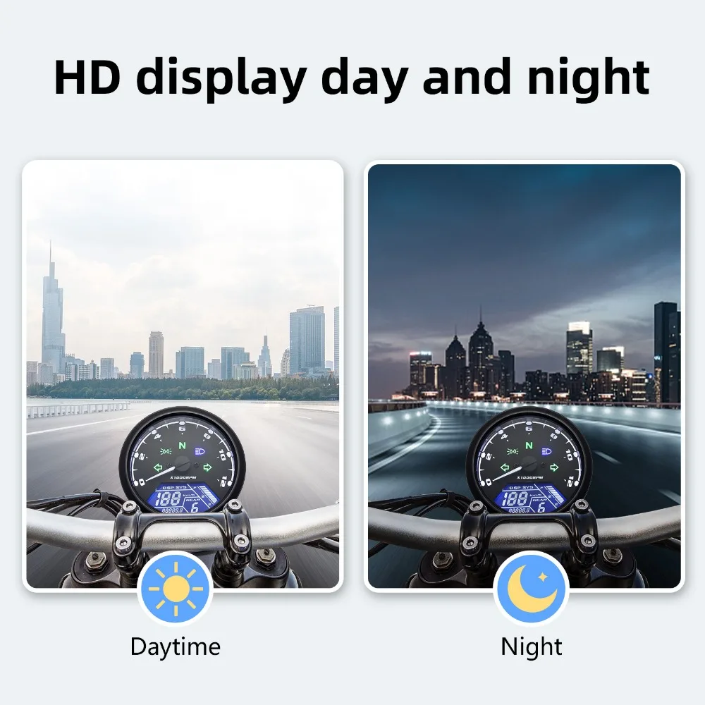 Universal Motorcycle Tachometer Speed MPH KMH Mileage Fuel Consumption 1-4 Cylinders LCD Digital Gauge For All Cars Accessories - imagen 3