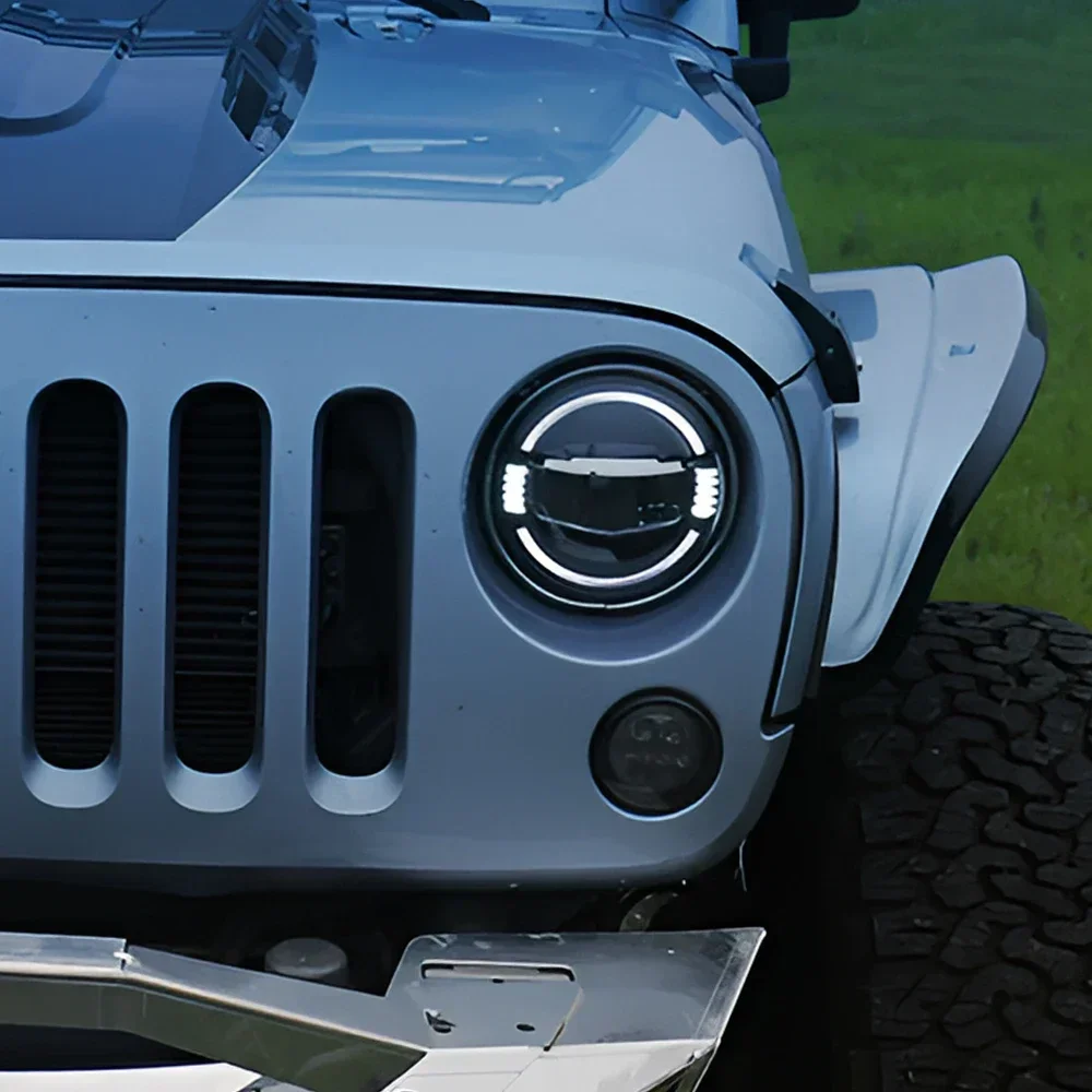 Faros LED delanteros Jeep Wrangler 2007-2017 con lente bifocal y DRL