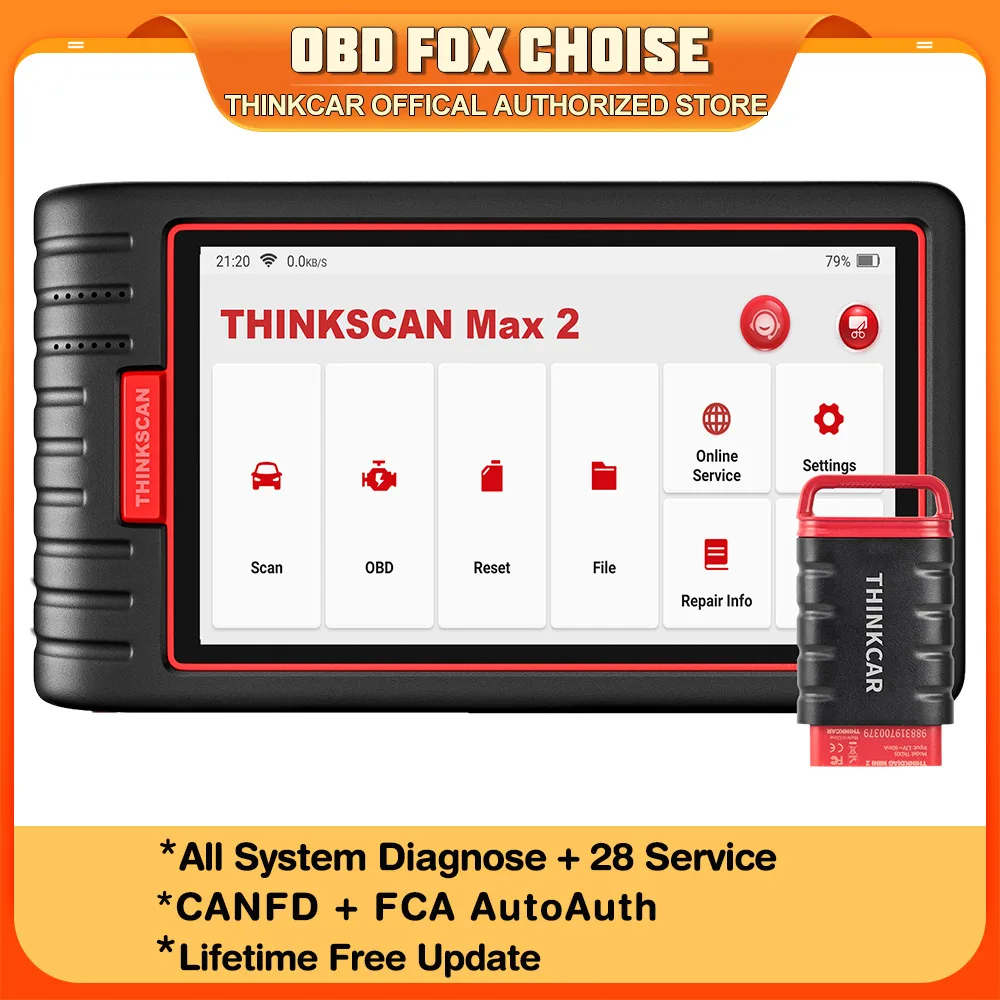 THINKCAR Think Scan Max 2 Herramientas diagnosticas Sistema completo Soporte CANFD ParaGM 2023 AF DPF IMMO 28 Restablecer Codificación de la ECU Escáner OBD2 herramientas taller mecanico diagnosis coche tools
