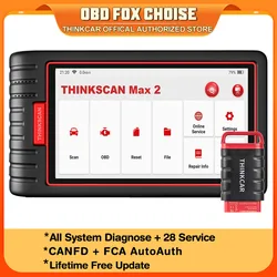 THINKCAR Think Scan Max 2 Herramientas diagnosticas Sistema completo Soporte CANFD ParaGM 2023 AF DPF IMMO 28 Restablecer Codificación de la ECU Escáner OBD2 herramientas taller mecanico diagnosis coche tools