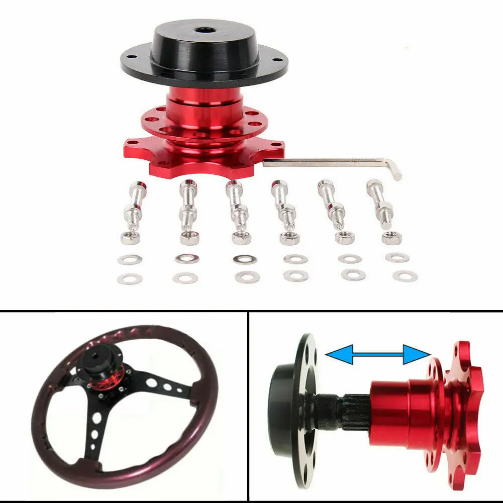 Volante deportivo universal Kit Boss con liberación rápida y cubo rojo - imagen 2
