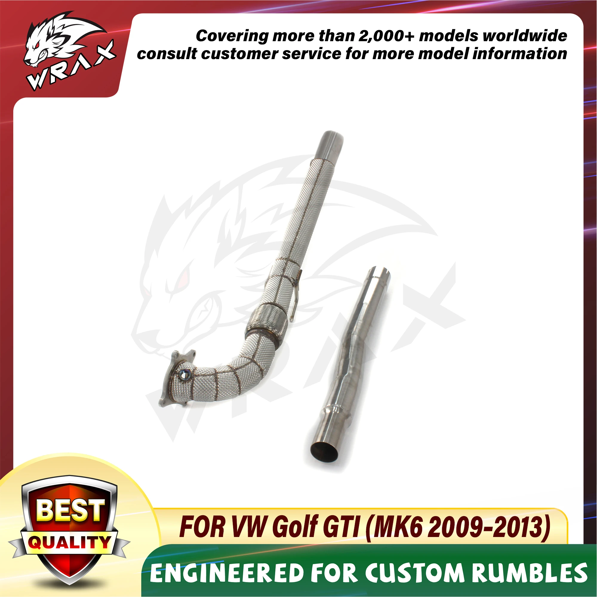 Tubo de bajada WRAX con protector térmico para VW Golf GTI MK6