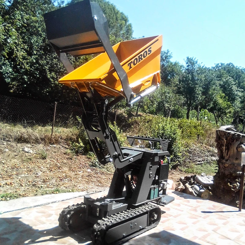Minidumper de orugas de 500 kg para obra y jardinería