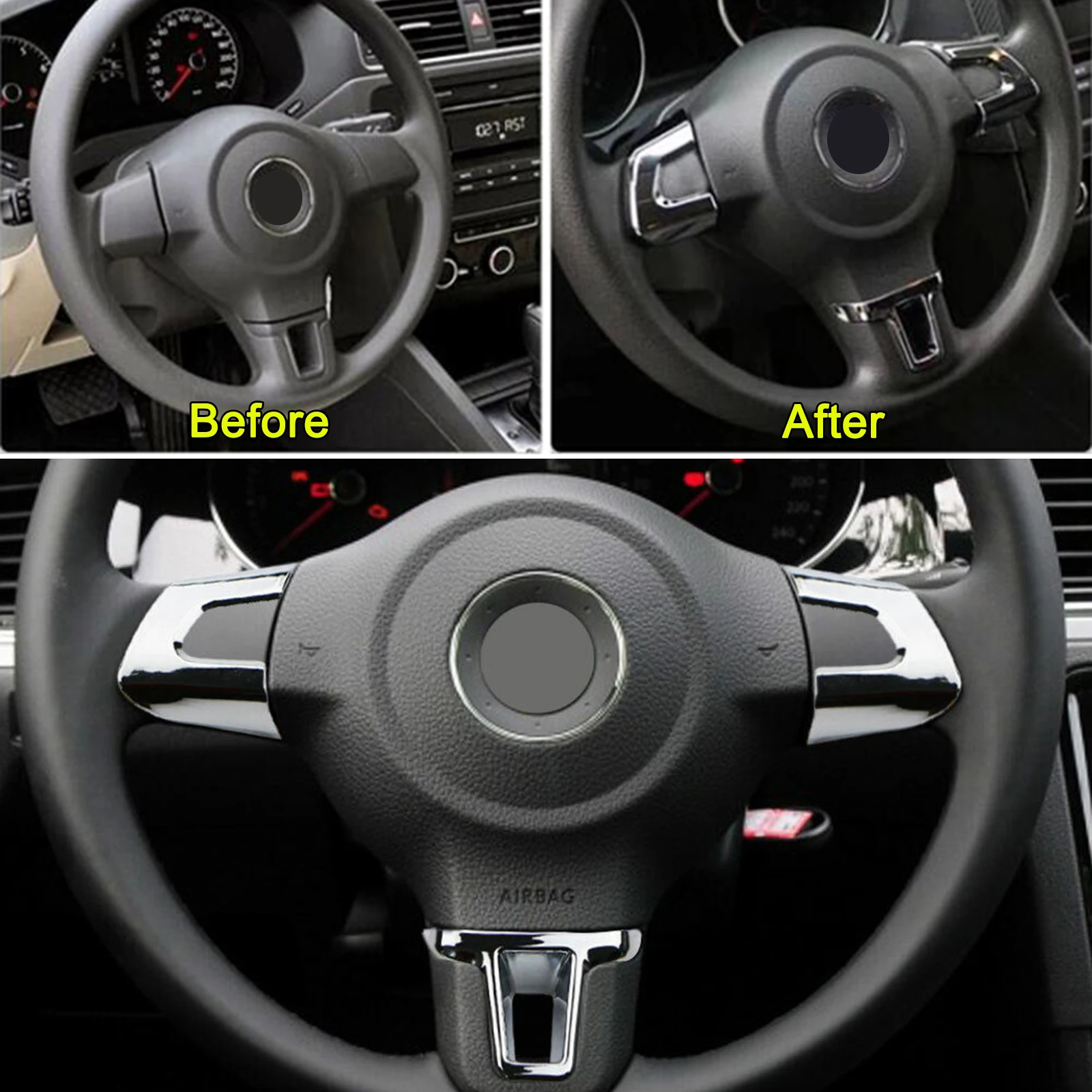 Embellecedor cromado para volante VW Golf VI, Bora, Jetta y Polo - imagen 3