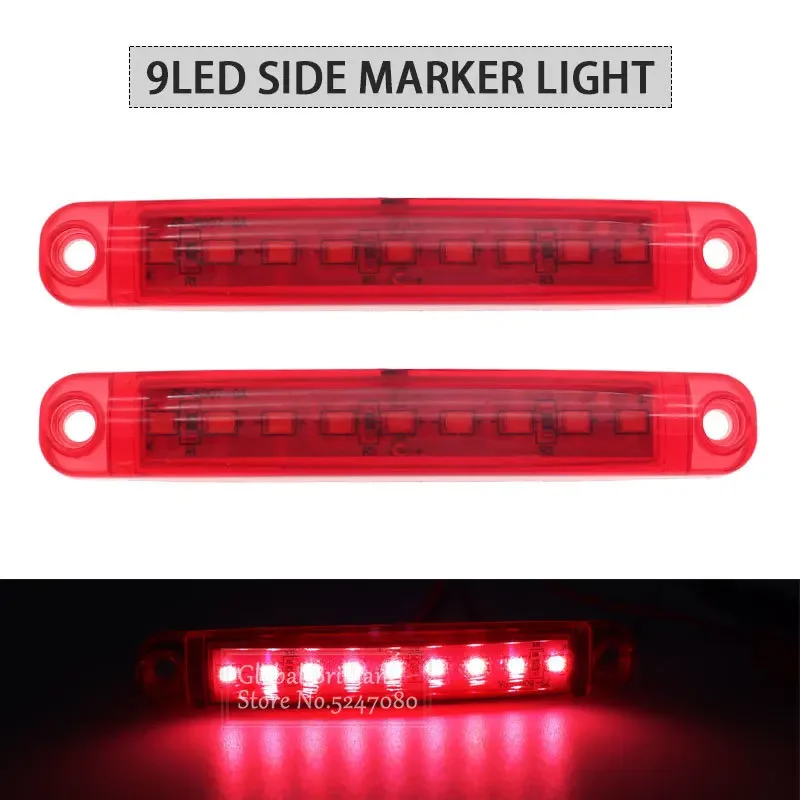2 uds rojo 9LED autobús camión remolque camión 24V luces LED luz de posición lateral luz LED impermeable indicador trasero luz de estacionamiento