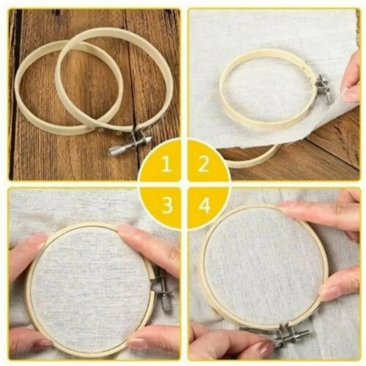 Aro de bambú para bordado de punto de cruz con soporte - imagen 5