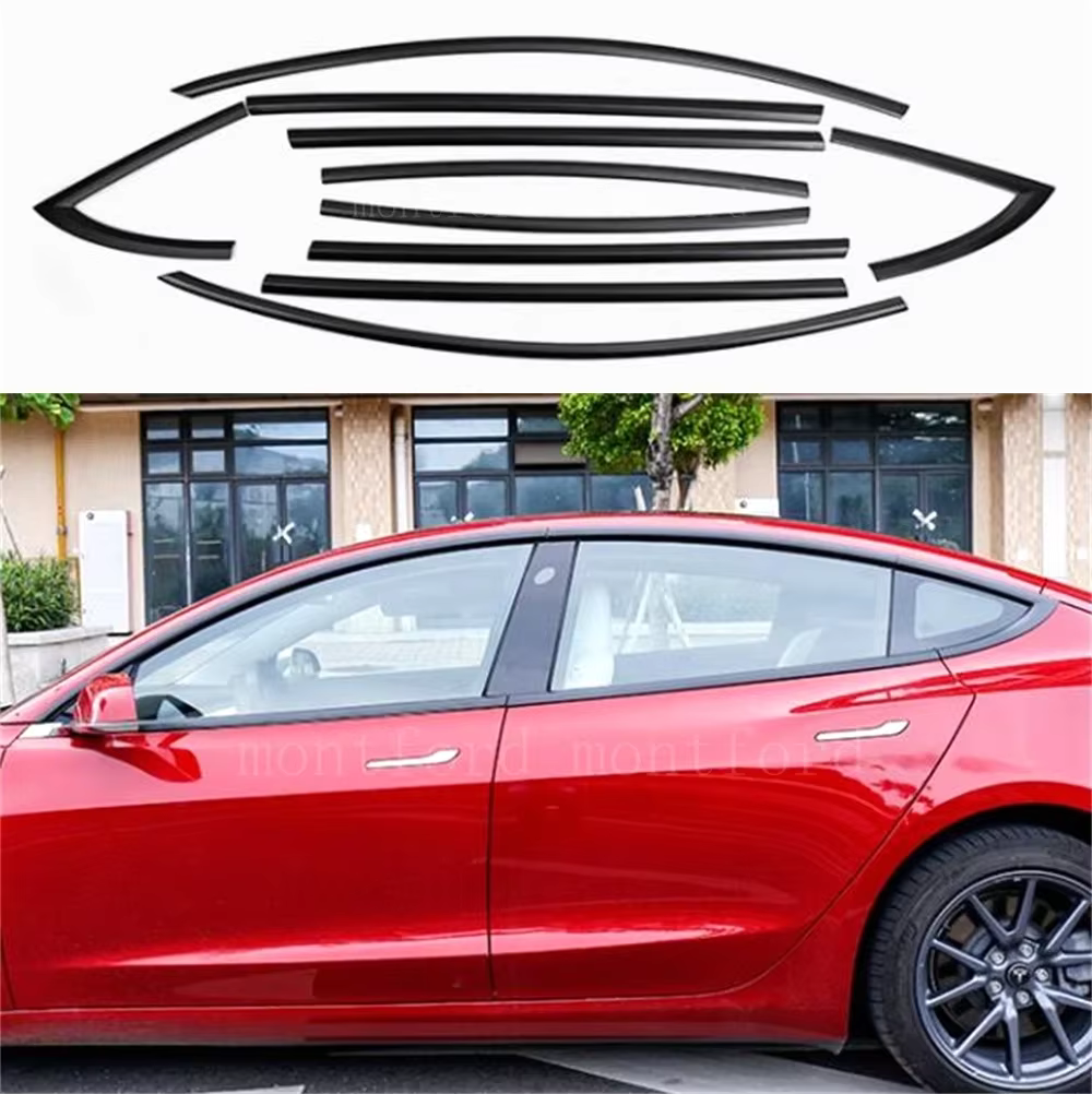 Molduras de ventana efecto carbono para Tesla Model 3 y Model Y