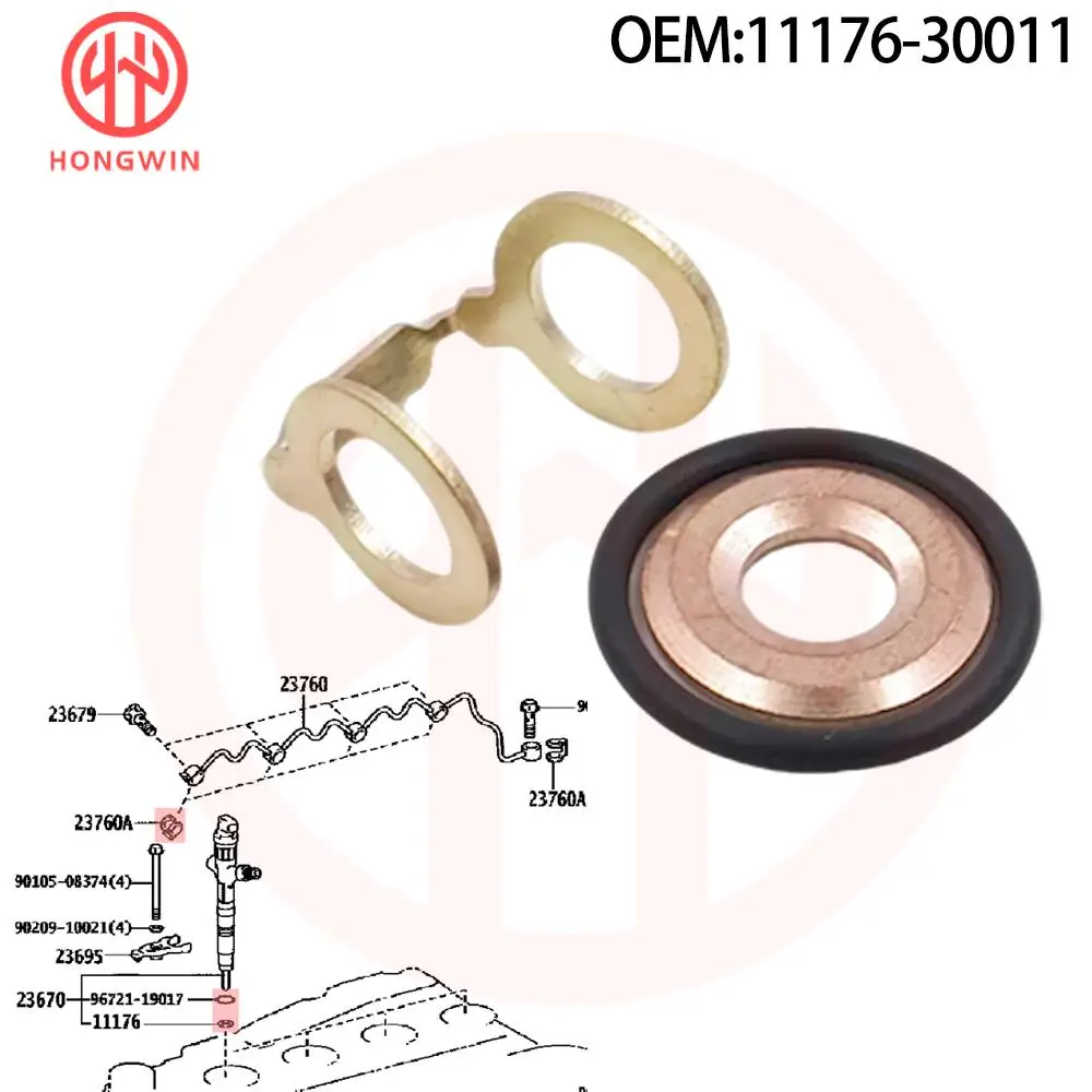 Toyota 11176-30011 Junta de inyector para Land Cruiser Prado y Hilux - imagen 2