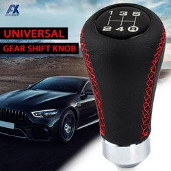 Perilla de cuero 5 velocidades con puntada roja – universal