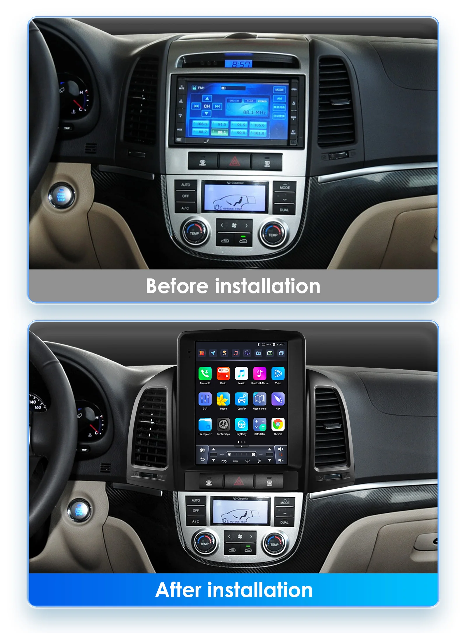 Hizpo Radio multimedia Tesla Style 9,7” GPS – Hyundai Santa Fe II - imagen 4