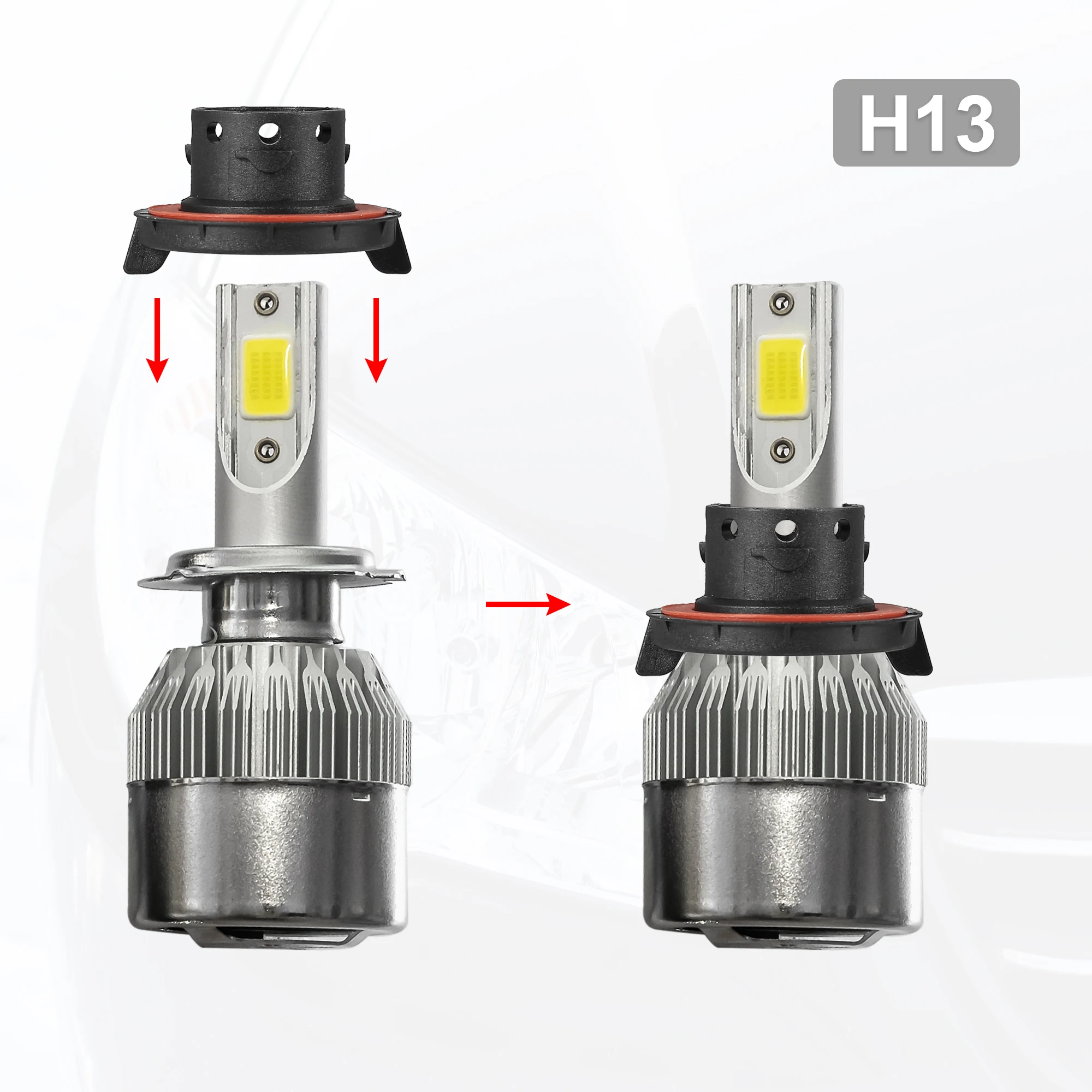 X Autohaux adaptador bombilla LED H13 universal negro para faros coche - imagen 2