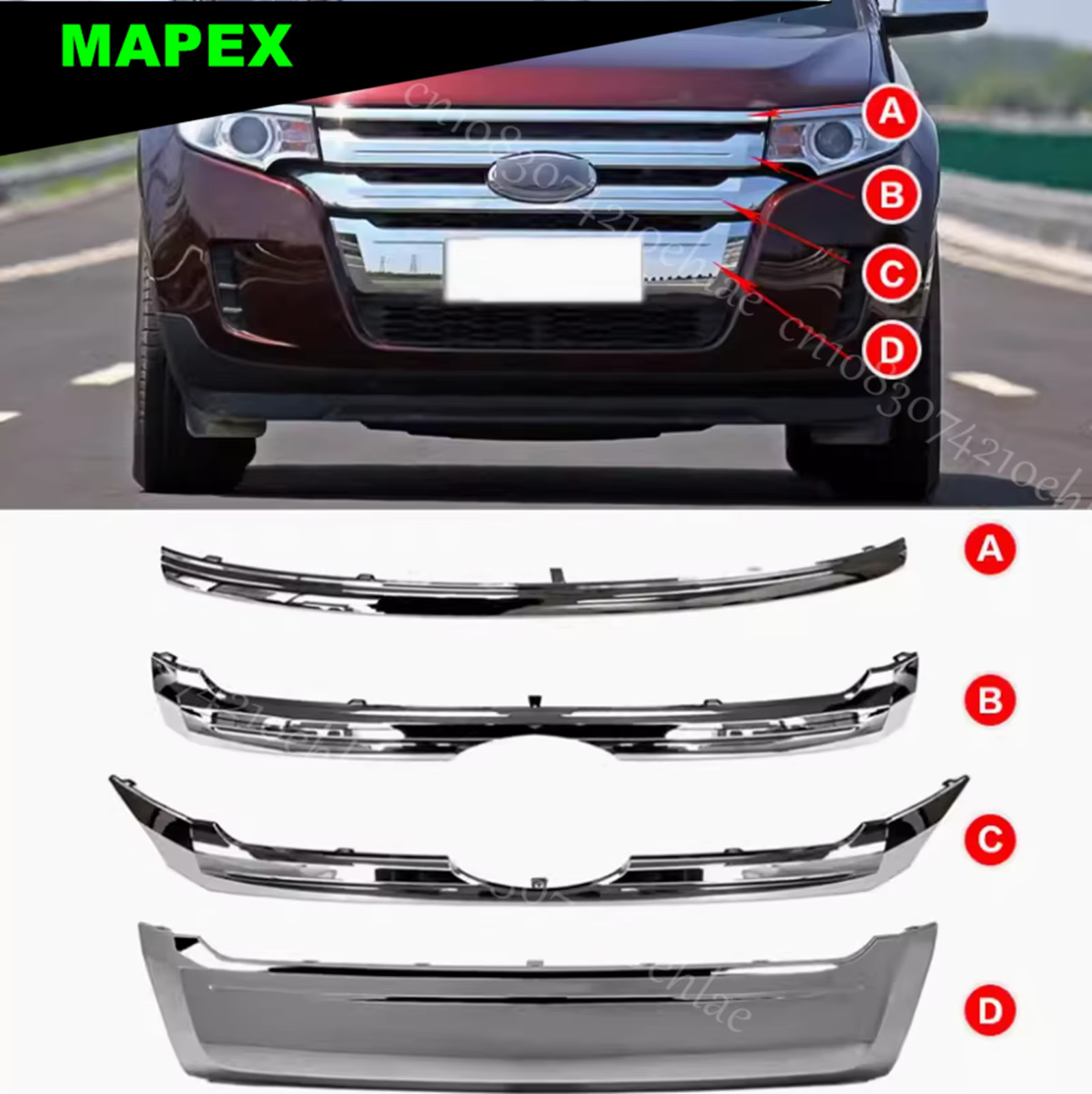 Kit de moldura de rejilla de radiador para Ford Edge 2011-2014