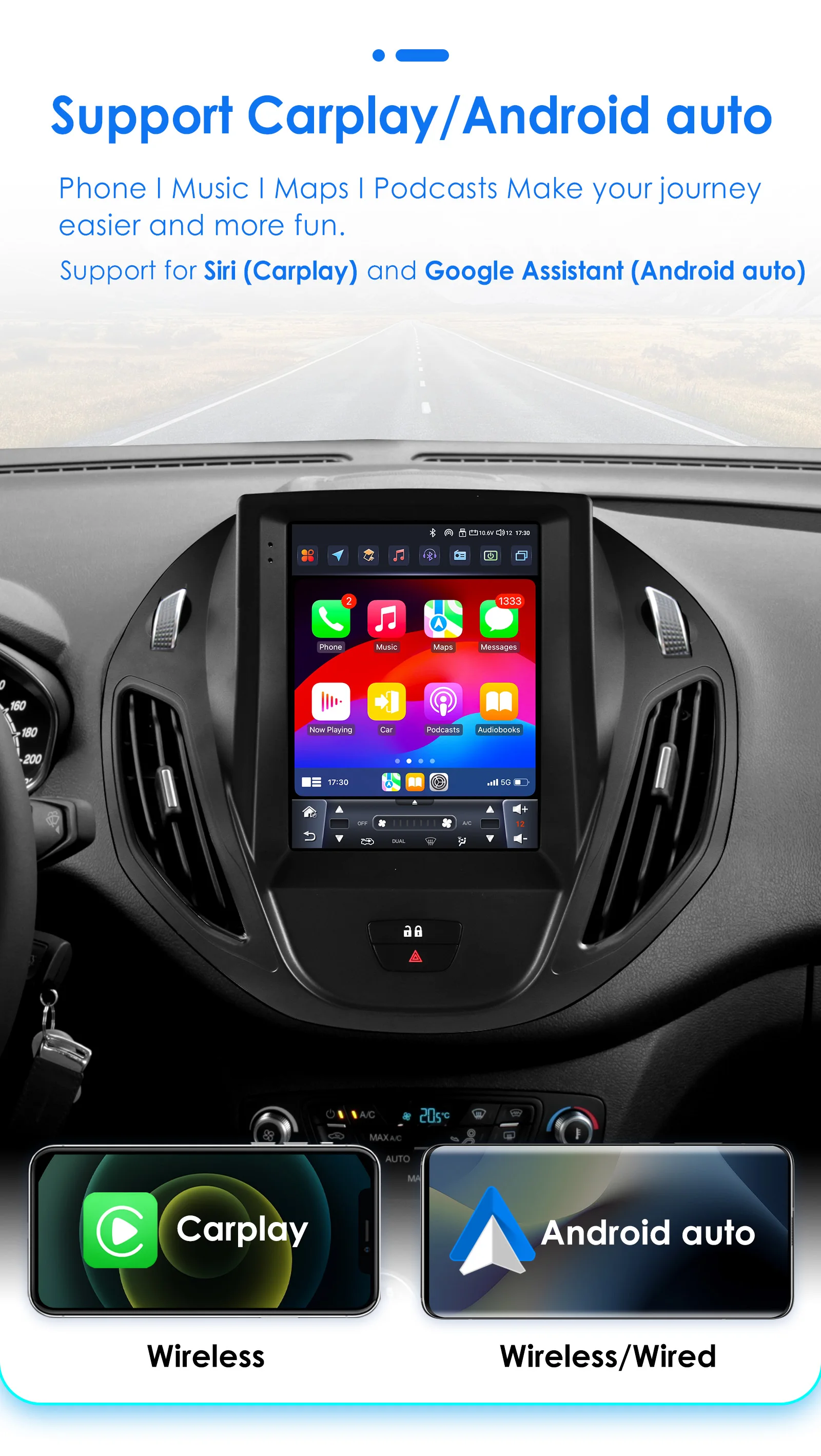 Hizpo-Radio Multimedia con GPS para coche, reproductor con Android, CarPlay, Wifi, 4G, 9,7 pulgadas, estilo ForTesla, Navi, para Ford Tourneo Transit 2012-2023 - imagen 3