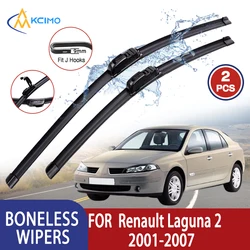 Kcimo Para Renault Laguna 2 	 2001-2007 limpiaparabrisas de coche tipo U limpiaparabrisas sin hueso de goma suave HD limpiaparabrisas automotriz duradero silencioso 24 "+ 20"