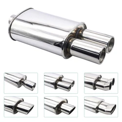 Silenciador universal inoxidable para escape recto, doble salida