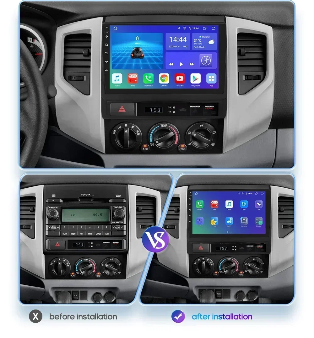 Hizpo radio Android con CarPlay para Toyota Hilux/Tacoma 2005-2015 - imagen 2