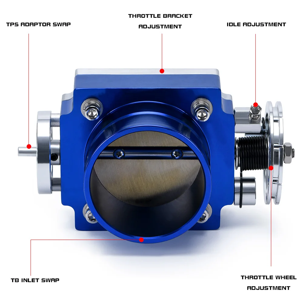 Cuerpo de acelerador de 80mm, Colector de admisión de alto flujo, palanquilla de aluminio, PQY6980, nuevo - imagen 3