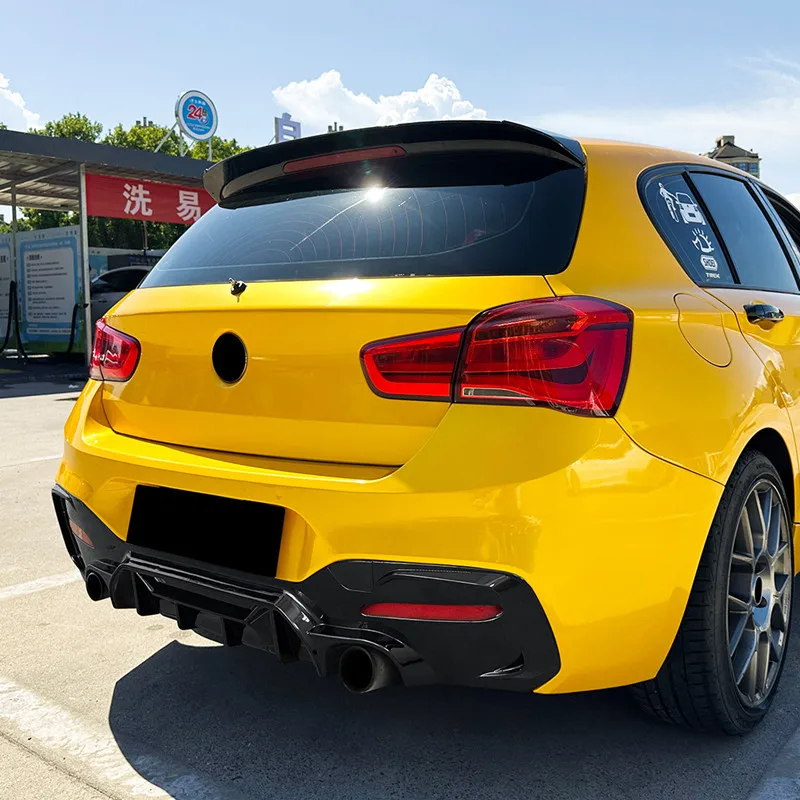 Para 2015-2019 BMW 1 Series F20 F21 LCI M Sport coche difusor de parachoques trasero divisor labio barbilla alerón negro accesorios exteriores - imagen 5