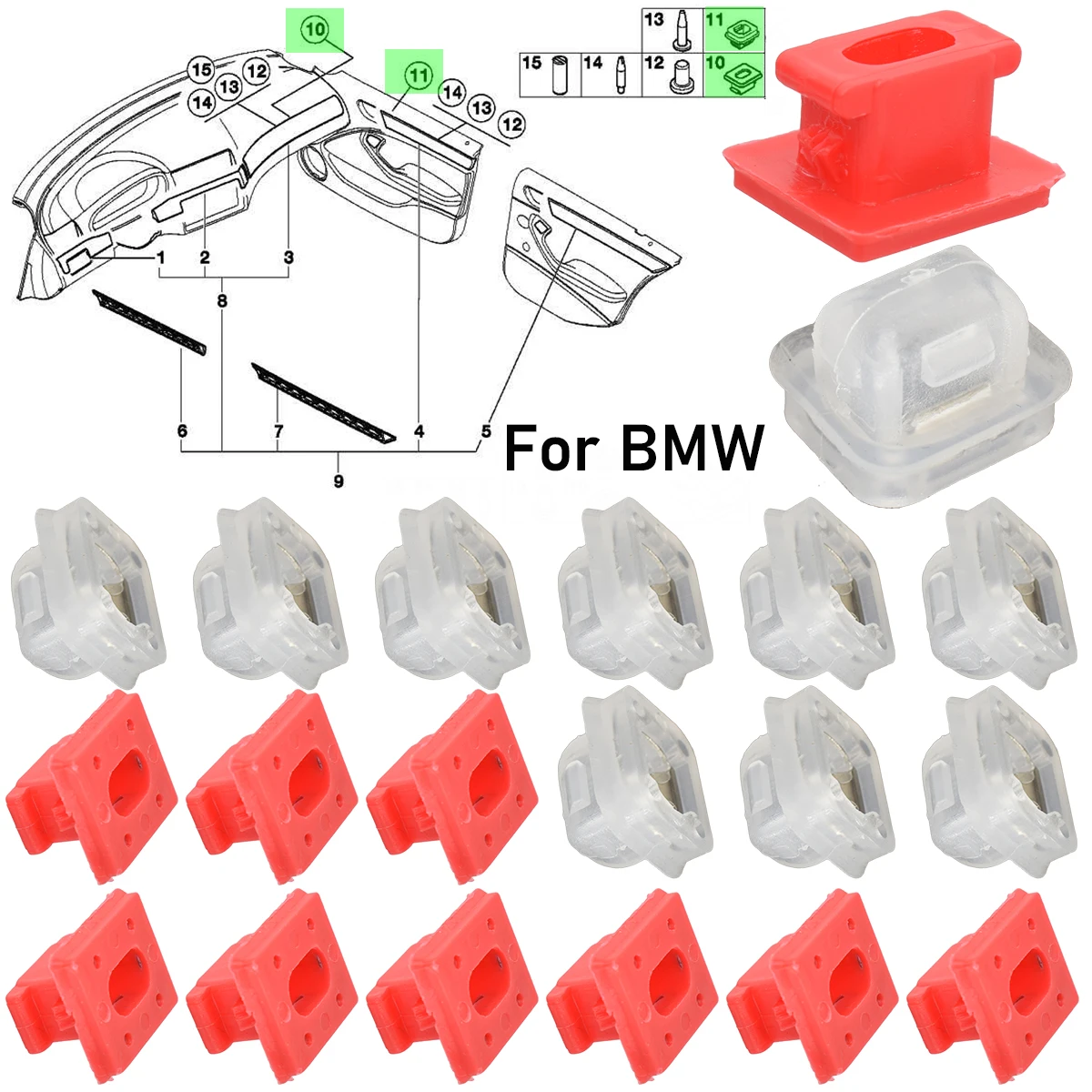 Clips de moldura BMW Serie 3 E46 E90 E91 E92 E93 X3 X5 E53