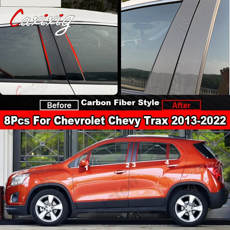 Molduras de pilar B negro brillo efecto carbono para Chevrolet Trax - imagen 2