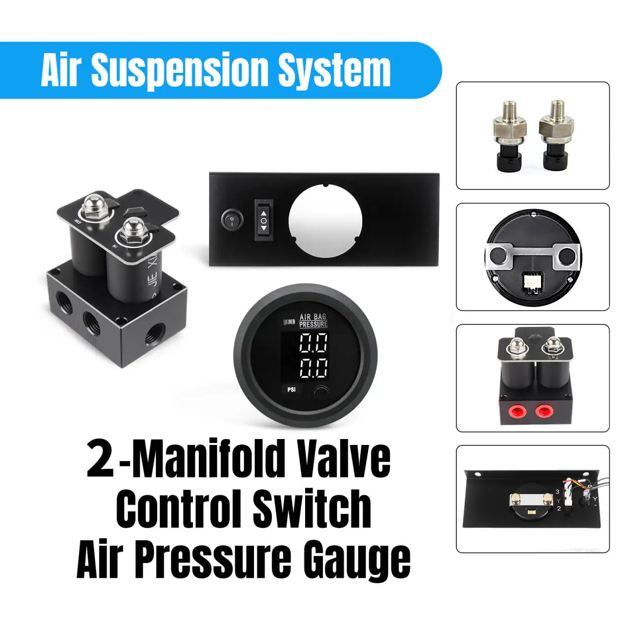 Controlador de Suspensión Neumática 1 Vía con Manómetro 2 En 1