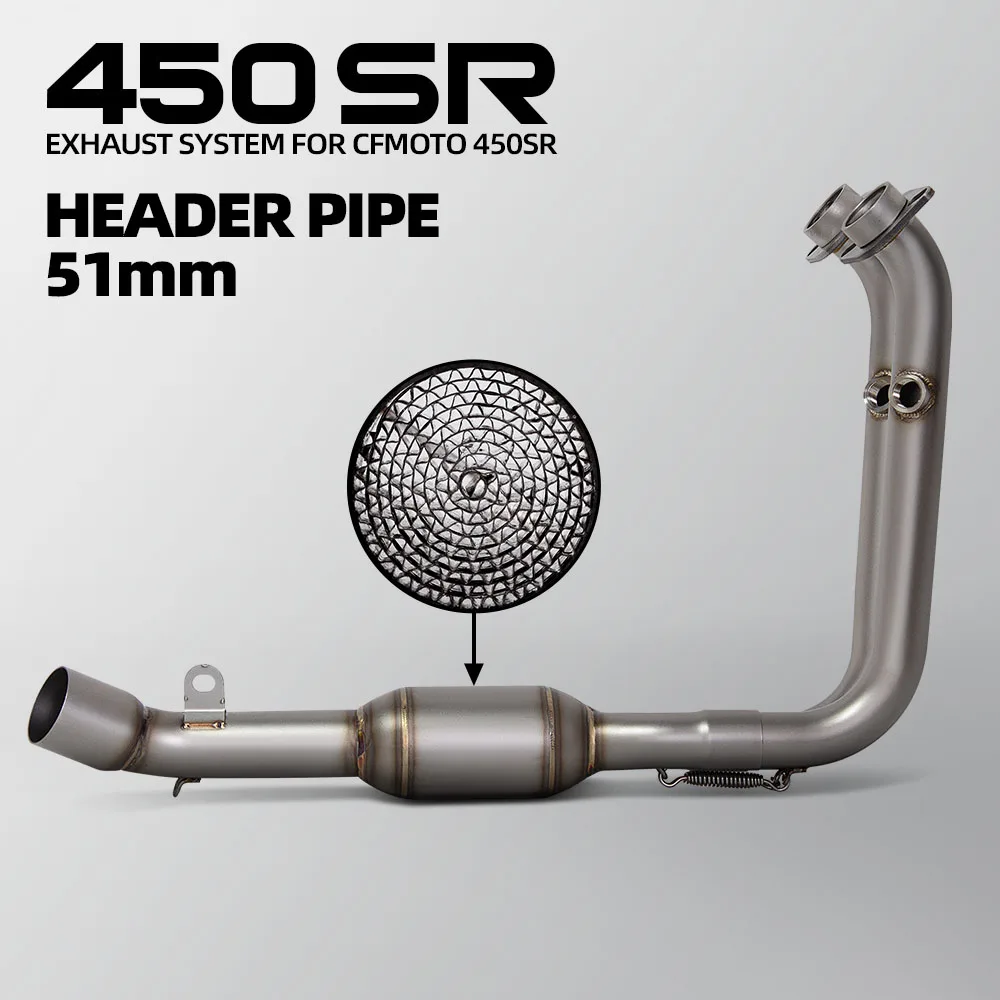 Colector de escape inox CFMOTO 450SR, 450SS y 450NK 51 mm