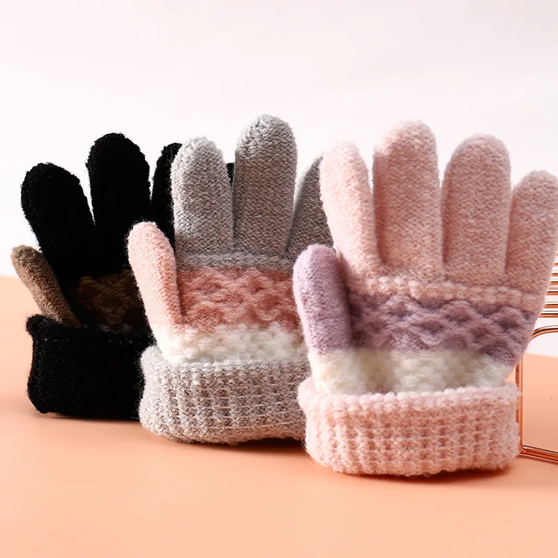 Guantes de punto niños otoño invierno – rayas separados - imagen 3