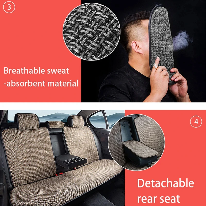 SEAMETAL Funda de asiento coche lino transpirable compatible con airbag - imagen 4