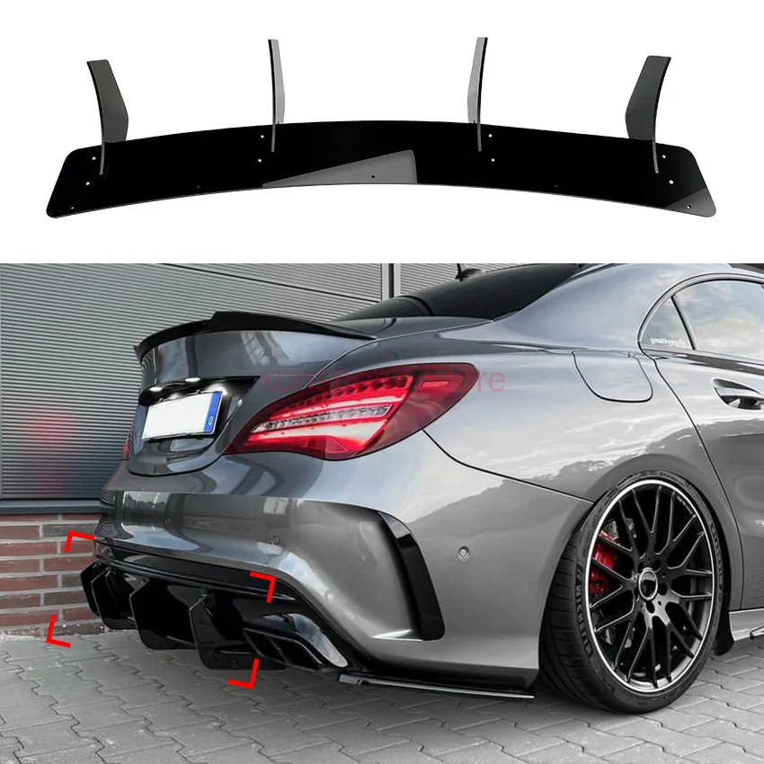 Difusor trasero negro brillante para Mercedes-Benz CLA45 W117 (2016-2018)