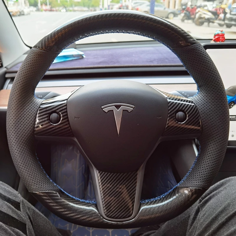 Funda Volante Tesla Model 3 Cuero Carbono 2017-2019 Premium