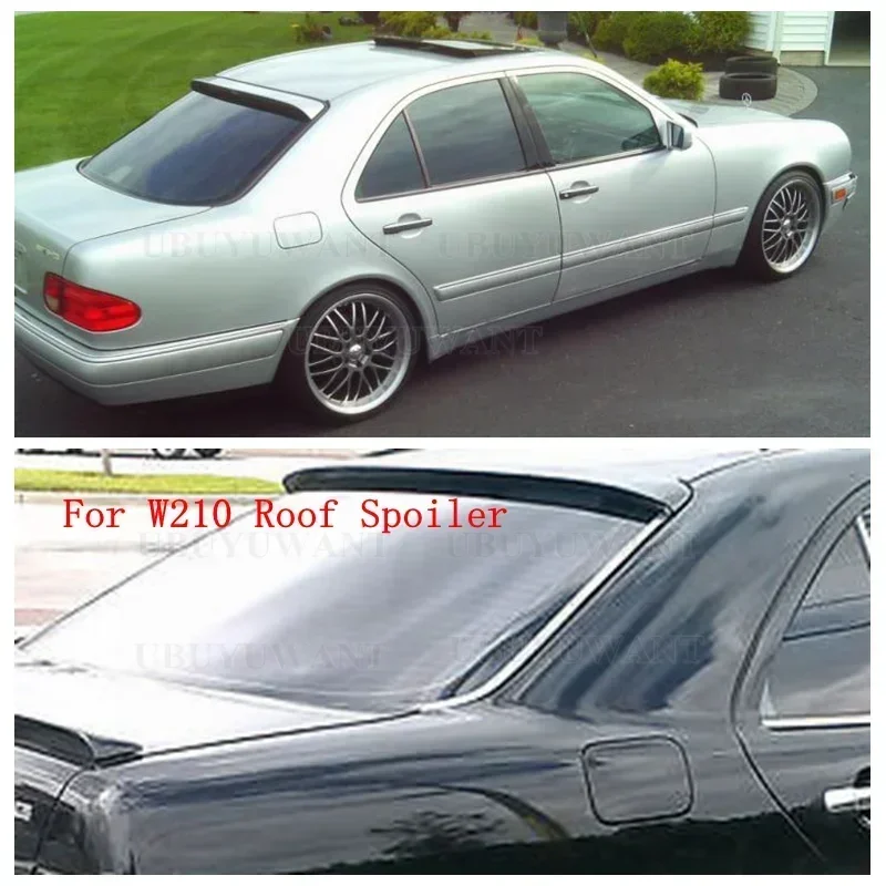 Para Benz W210 Spoiler 1996-2002 W210 Clase E200 E260 E55 E63 Material de fibra de carbono alerón trasero de coche Color alerón de techo trasero - imagen 4